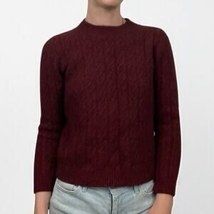 Eddie Bauer Vintage Maroon Cable Knit Lambs Wool Crewneck Sweater